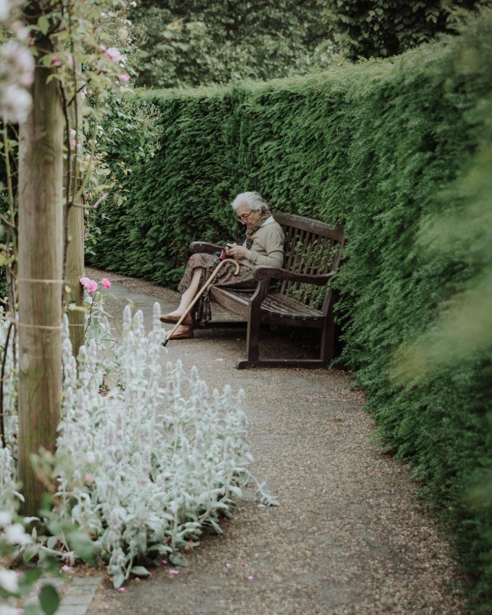 woman sitting on bench