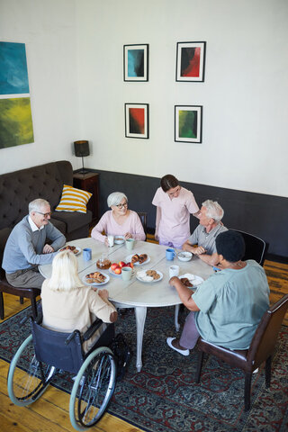 residents socialising in care home